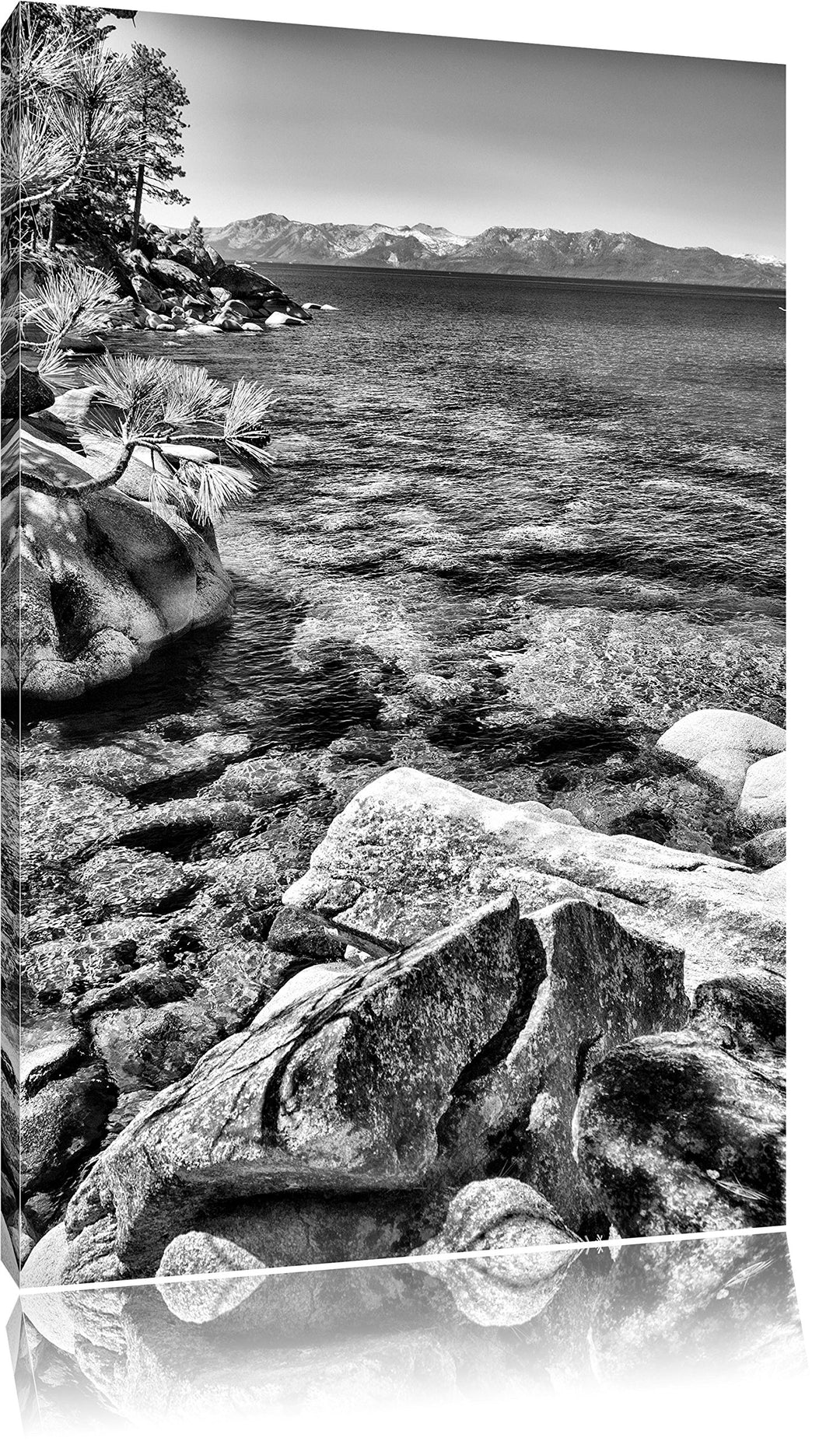 Pixxprint Monocrome, Steinbucht im Mittelmeer, Format: 100x70 auf Leinwand, 100x70
