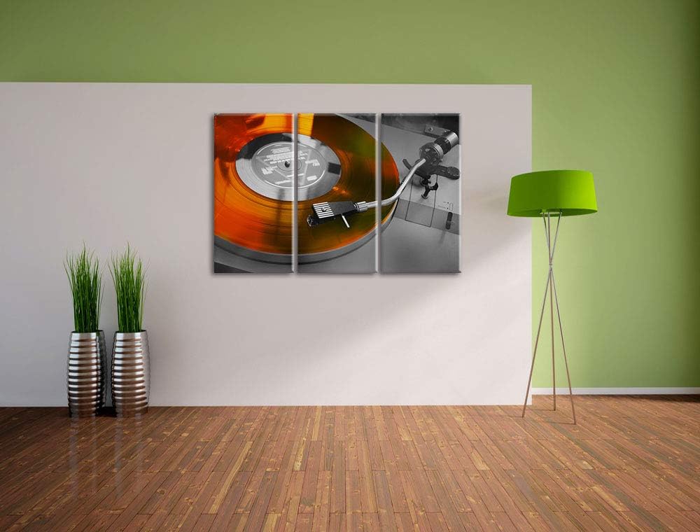 Pixxprint Alter Schallplattenspieler als Leinwandbild | Grösse: 3 Teilig (120x80) | Wandbild| Kunstd