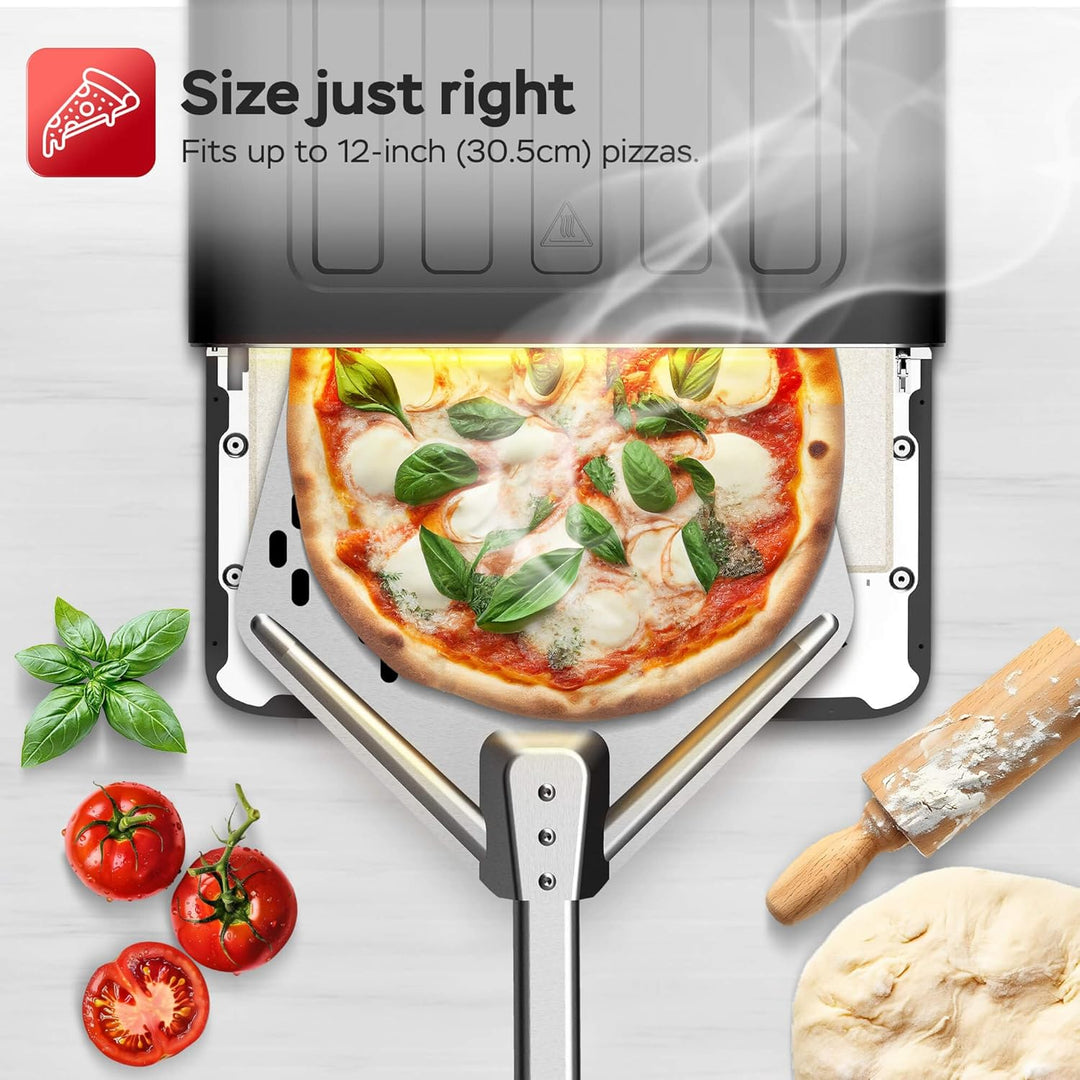 TurboTronic Pizzaofen bis 430 °C perfekte Pizza (30 cm) in 2 Minuten inkl. Pizzastein & Pizzaschiebe