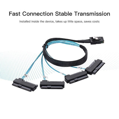 NFHK Internal 36 Pin Mini SAS SFF-8087 Host to 4 SFF-8482 Target SAS Hard Disk and SATA Power Cable