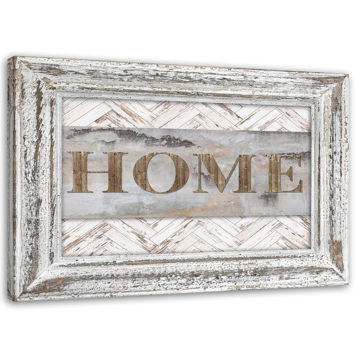 Leinwandbild XXL Home 120x80 cm Wandbild Kunst shabby chic Rahmen Illusion Beige 120x80 cm M15880, 1