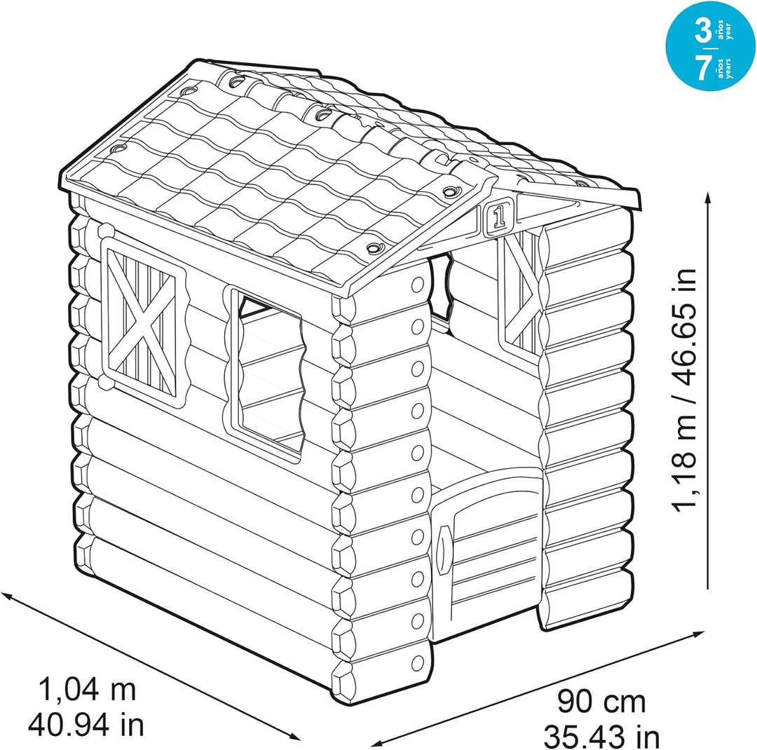 FEBER - Camping Cottage, EIN von der Natur inspiriertes Spielzeughäuschen in Holzoptik mit Fenstern