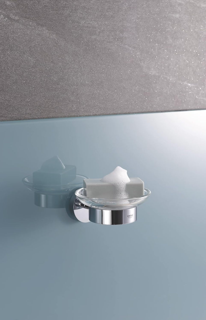 GROHE Start - Seifenschale mit Halter (Material: Glas/ Metall, verdeckte Befestigung), chrom, 411930