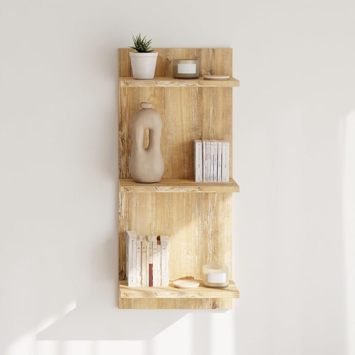 AKKE Hängeregal Wandregal - 80 x 40 cm Möbelplatte - Regal 3 Ebenen - Retro Holz, Retro Holz