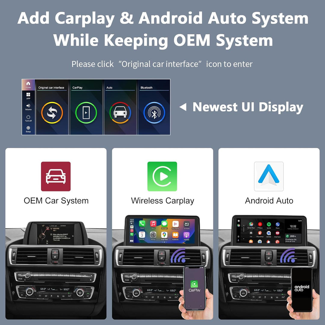 Road Top Autoradio 10,25 Zoll Car Radio, Kabellos CarPlay/Android Auto/Mirrorlink/Navigation für BMW