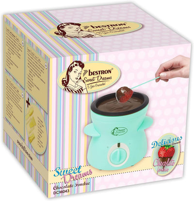 Bestron Schokoladen Fondue für 2 Personen, Mini-Schokofondue-Set, inkl. 10xSpiesse, 10xGabeln und 1x