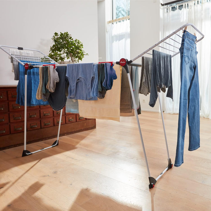 Vileda Infinity Flex Plus Wäscheständer, bis zu 2m ausziehbares Mittelteil, 30m Trockenleine, hohe F