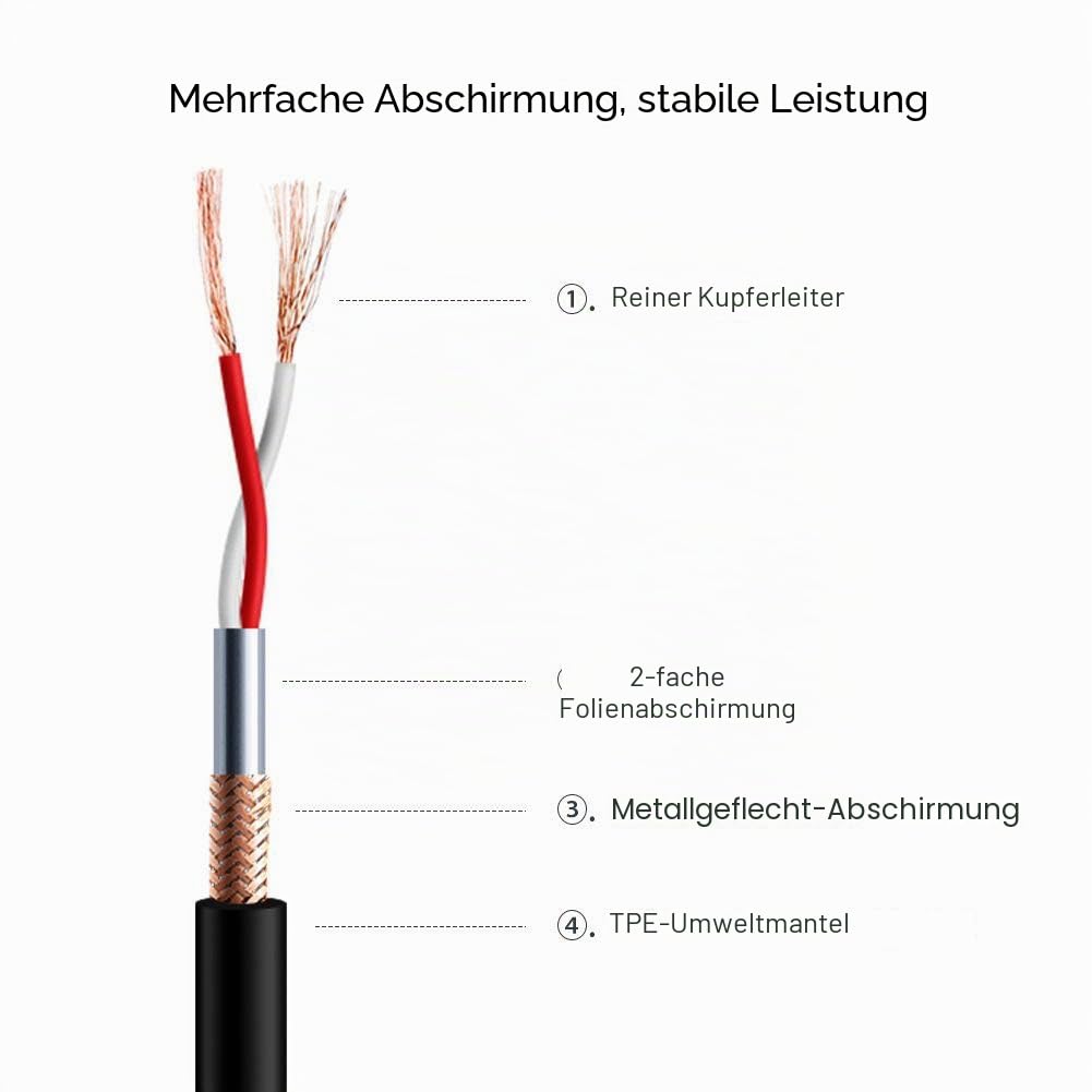 NUOSIYA XLR Kabel 2m 10 Farben XLR Mikrofon Splitterkabel Adapter, 3-Pin XLR Stecker auf Buchse Mikr