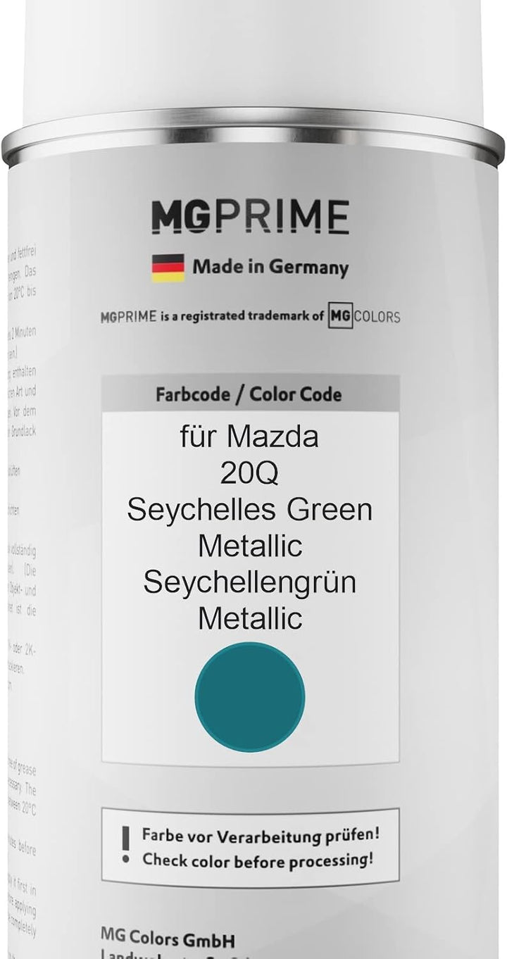 MG PRIME Autolack Sprühdosen Set für Mazda 20Q Seychelles Green Metallic/Seychellengrün Metallic Bas