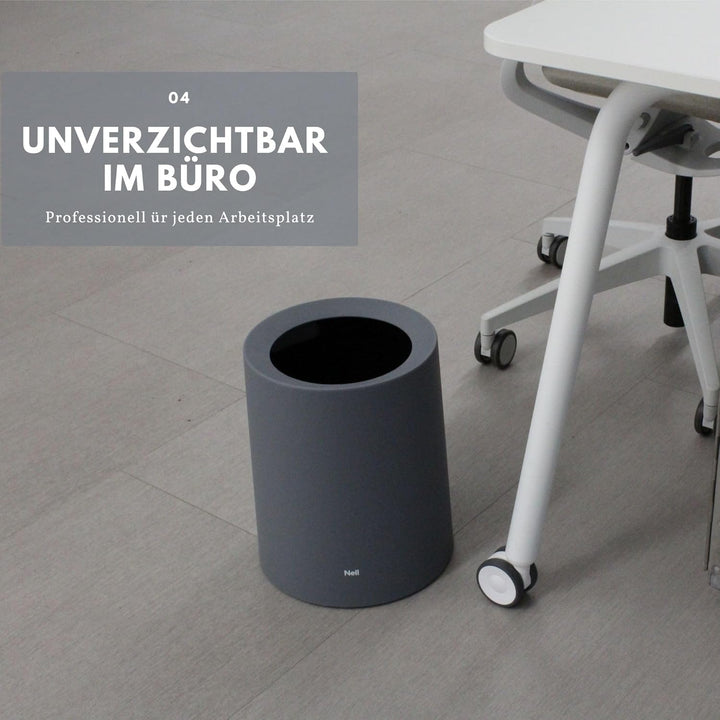 Nell 12L Mülleimer Büro Grau Matt – Ideal für Büro, Küche und Wohnzimmer, Eleganter und vielseitiger