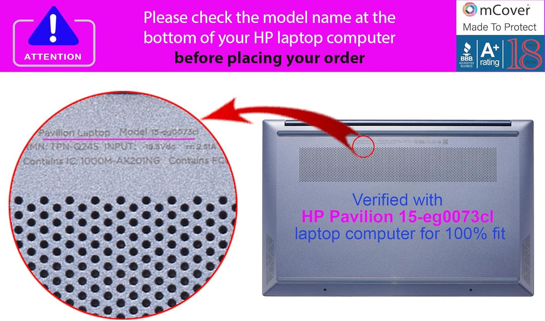 mCover Nur kompatibel mit 2020–2022 15,6 Zoll HP Pavilion 15-EGxxxx / 15-EHxxxx Serie Notebook PC (n