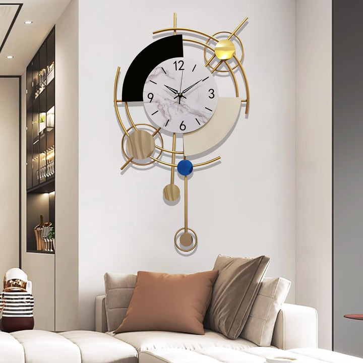 GERHWASH Wanduhr Gross Modern Design Wohnzimmer 70×42cm Wanduhr Ohne Tickgeräusche Römische Ziffern