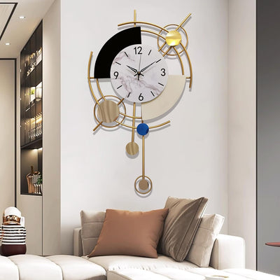 GERHWASH Wanduhr Gross Modern Design Wohnzimmer 70×42cm Wanduhr Ohne Tickgeräusche Römische Ziffern