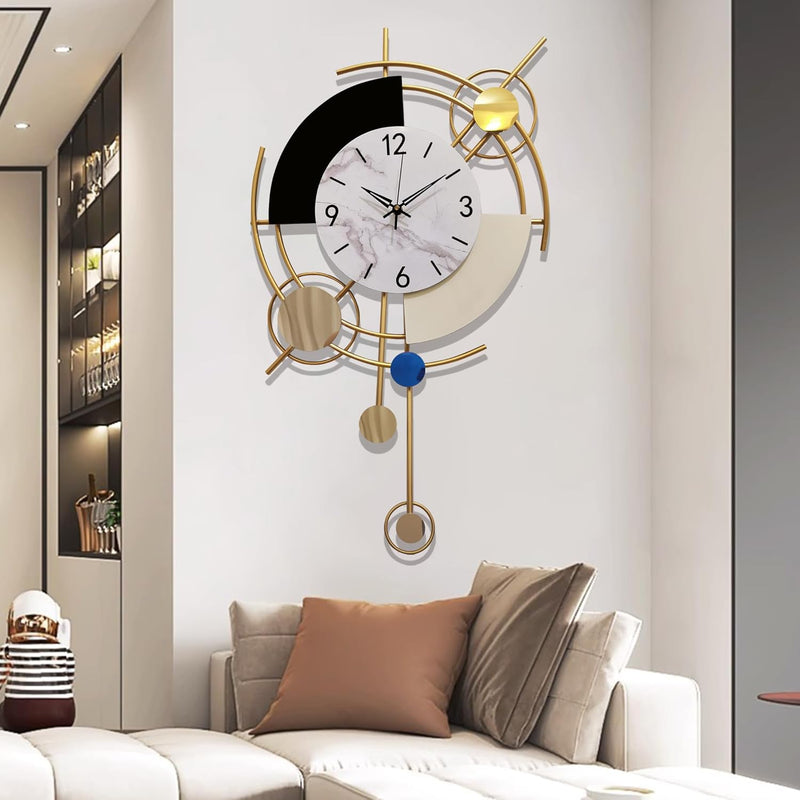 GERHWASH Wanduhr Gross Modern Design Wohnzimmer 70×42cm Wanduhr Ohne Tickgeräusche Römische Ziffern