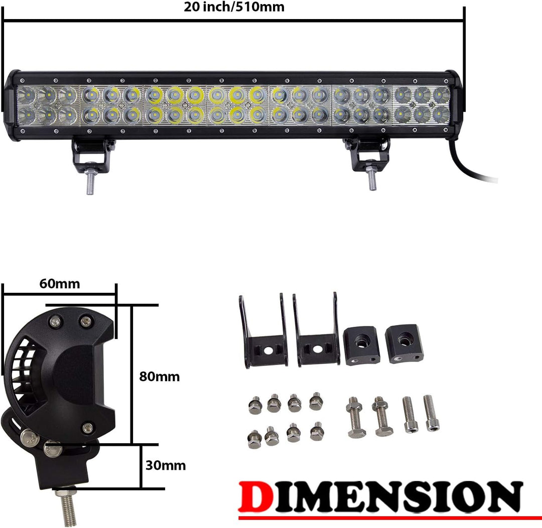 SKYWORLD 20 Zoll 126W Led Arbeitsscheinwerfer Bar mit 12V kabelbaum kit, light bar Kennzeichenhalter