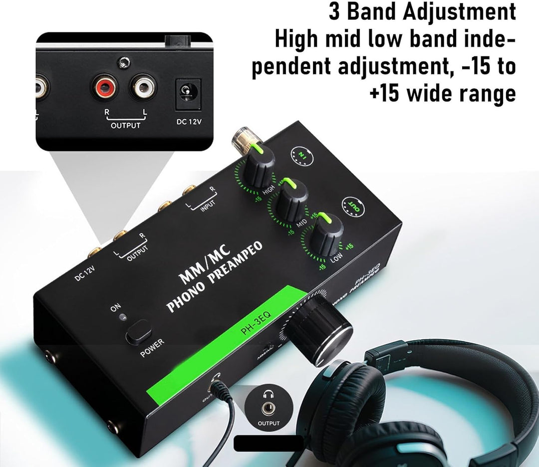 Dpofirs Phono Preamp für Plattenspieler MM MC Kompatible, Vorverstärker -Home -Audio für MM MC -Kart