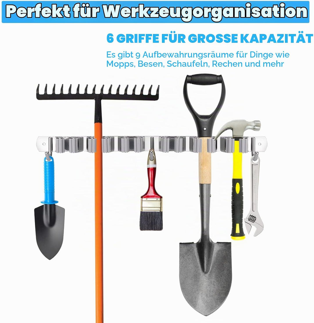 Hejo Besenhalterung Wand, 304 Edelstahl Gerätehalter Besen Mop Halter, Gartengerätehalter, Wandhalte