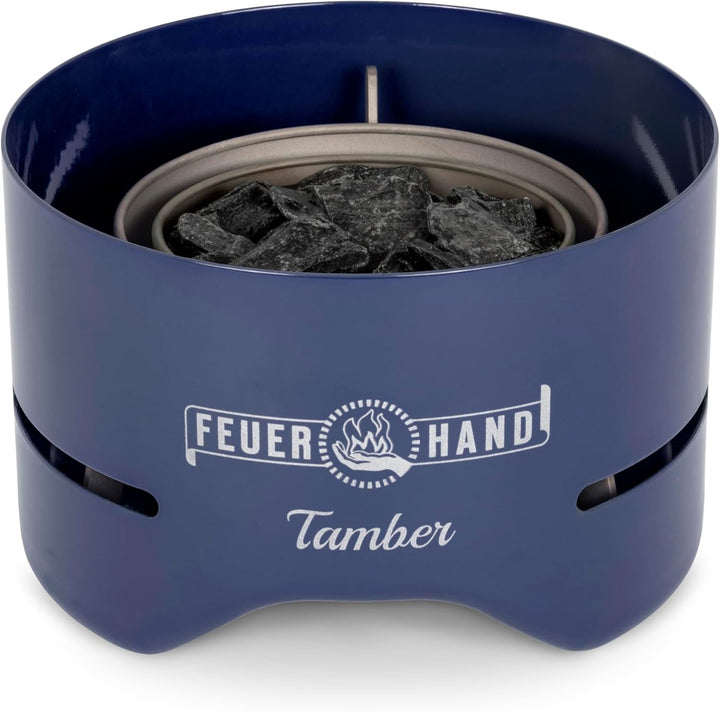 Feuerhand Tischgrill Tamber (kobaltblau) – Kompakter Holzkohlegrill für den Tisch. Mit Deckel als Un