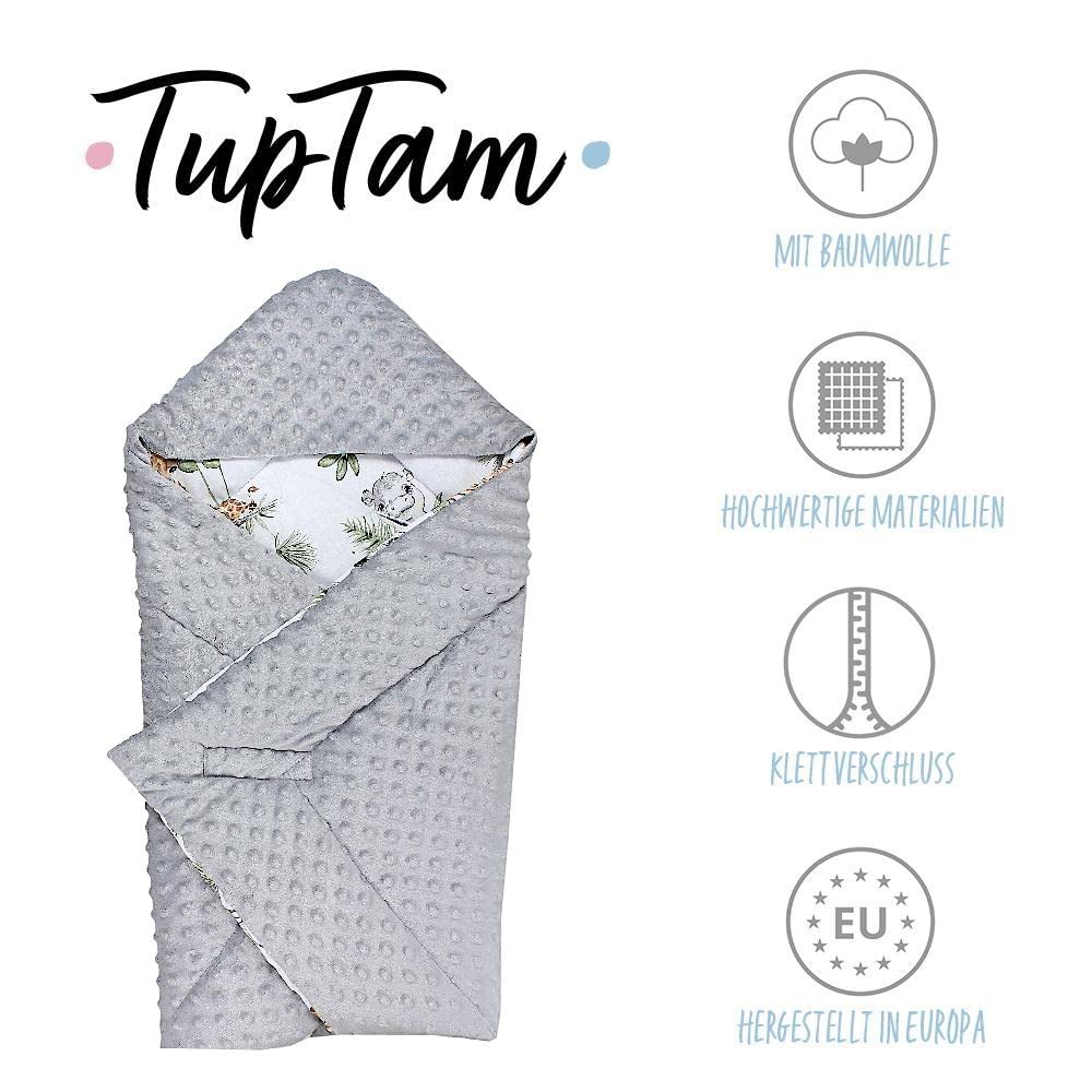 TupTam Baby Winter Einschlagdecke Babydecke 75x75cm für Autositz Babyschale Wattiert Minky Baumwolle