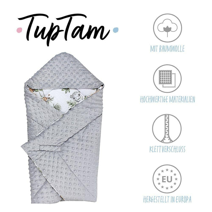 TupTam Baby Winter Einschlagdecke Babydecke 75x75cm für Autositz Babyschale Wattiert Minky Baumwolle