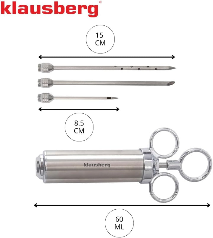 Bratenspritze Stahlspritze Fleisch Marinieren Pökeln Spritze 60ml KLAUSBERG KB-7842