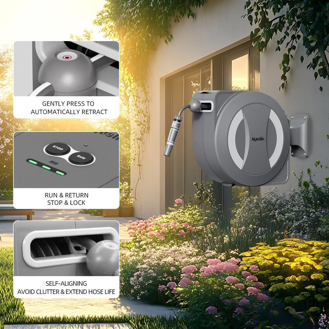 Akku-betriebene einziehbare elektrische Gartenschlauchtrommel‌ Wandmontage-Schlauchtrommel 30m+2m, 1