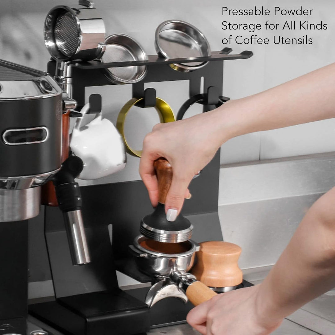 Tissting Barista Regal für Siebträger, 23 x 14 x 29 cm Eisen Kaffee Tamper Station Kaffeefilter Halt