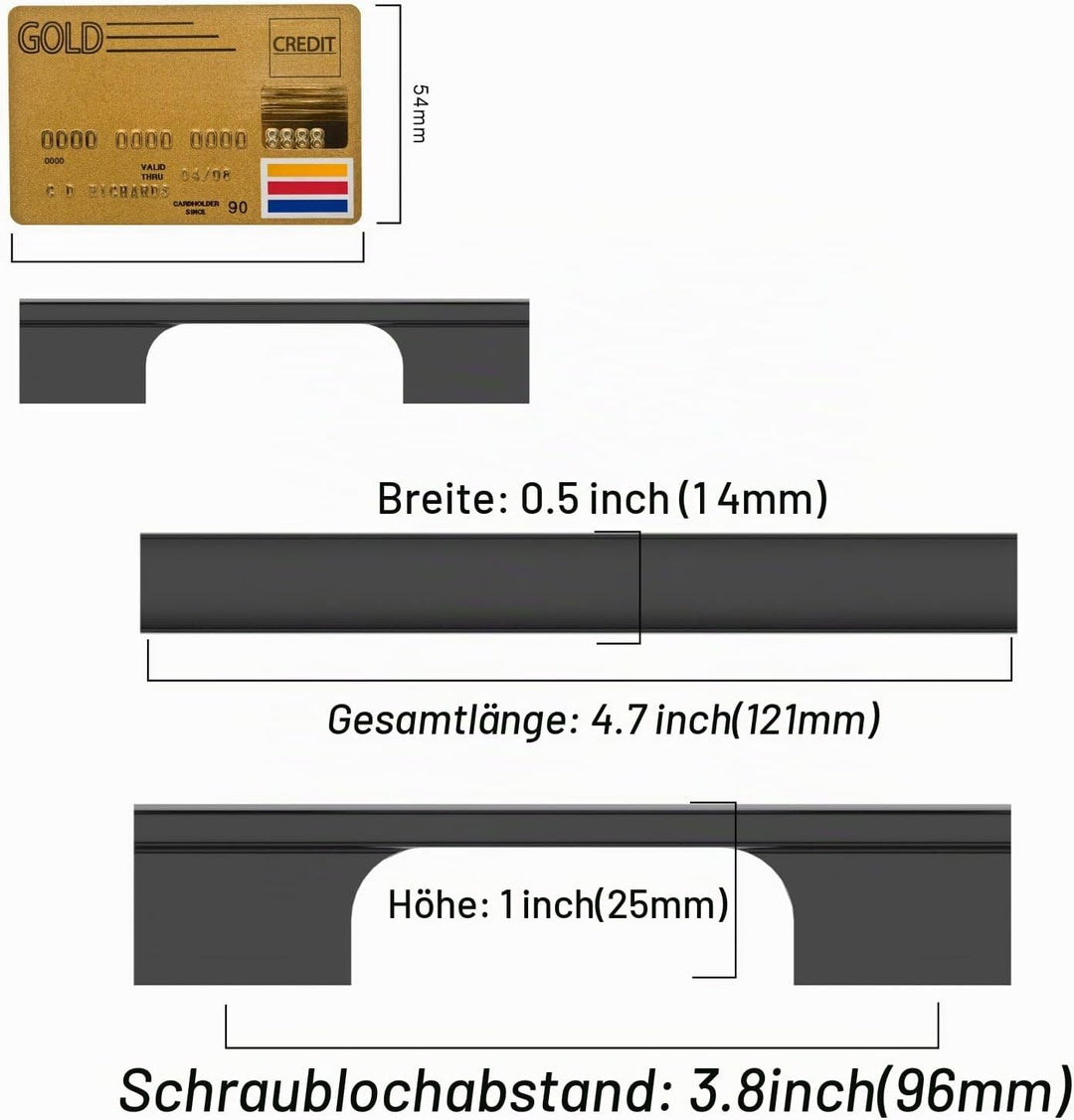 Amerdeco 10 Stück Möbelgriffe Schwarz, 96mm Lochabstand, Aluminiumlegierung Schubladengriffe &amp; Schra