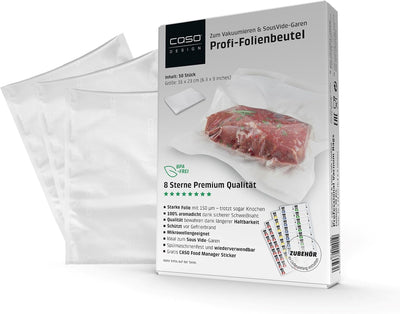 CASO Profi- Folienbeutel 40x60 cm / 25 Beutel, für alle Vakuumierer, BPA-frei, sehr stark & reissfes