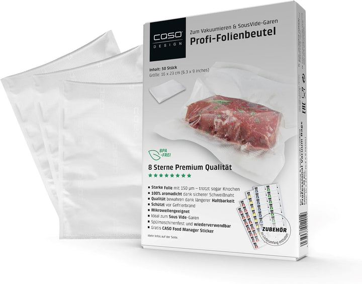 CASO Profi- Folienbeutel 40x60 cm / 25 Beutel, für alle Vakuumierer, BPA-frei, sehr stark & reissfes