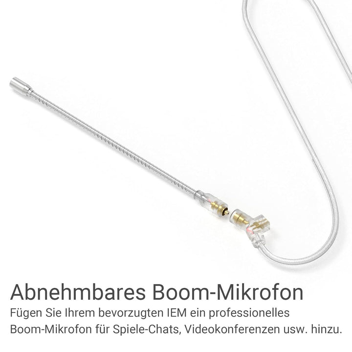 Cubilux 3,5mm 2-Pin 0,78mm IEM-Kabel mit Mikrofon, Silberbeschichtetes OFC-Kabel mit abnehmbarem Boo