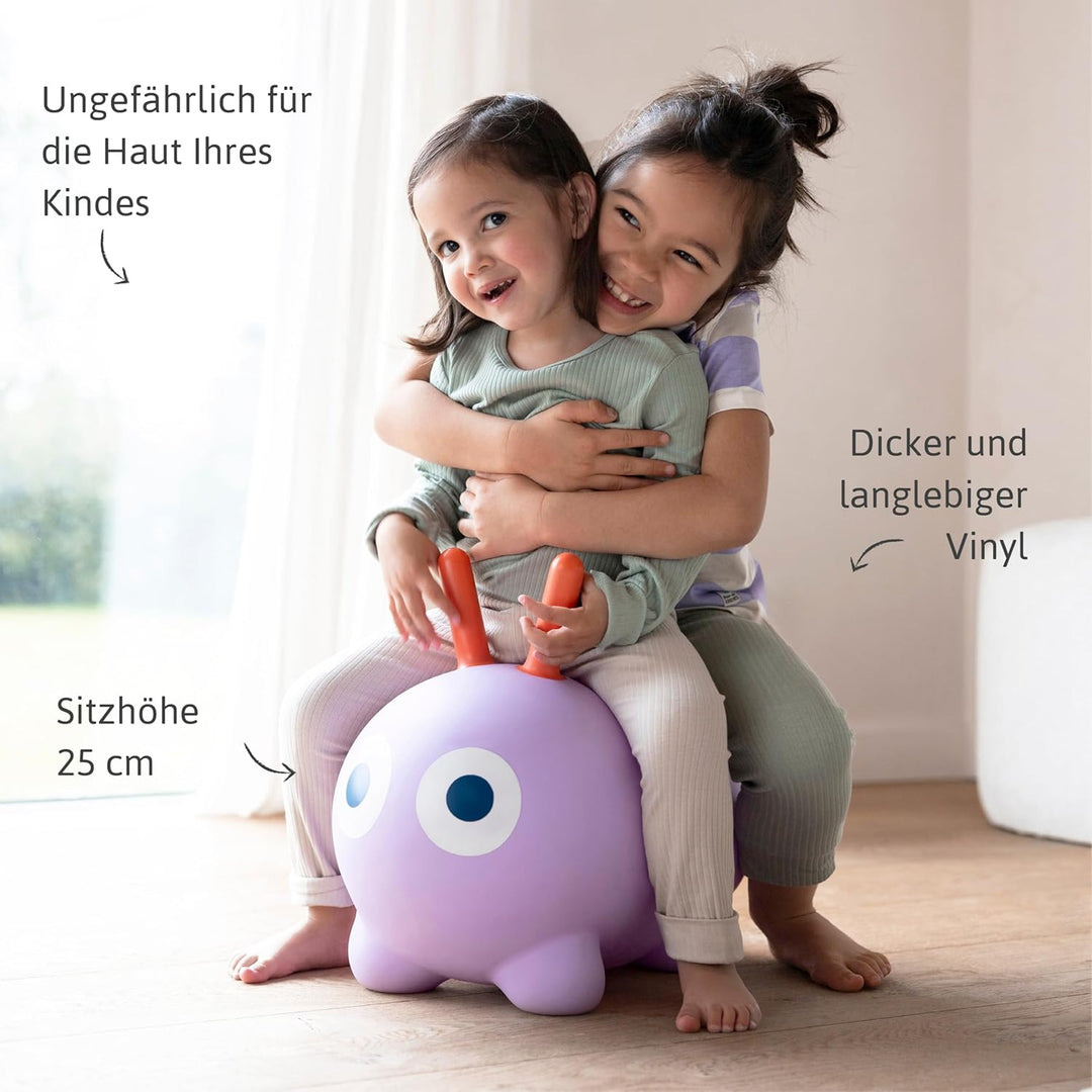 Quut – Skippi-Sprungtier – Aufblasbares Hüpfspielzeug – drinnen und draussen – Pumpe inklusive – 35