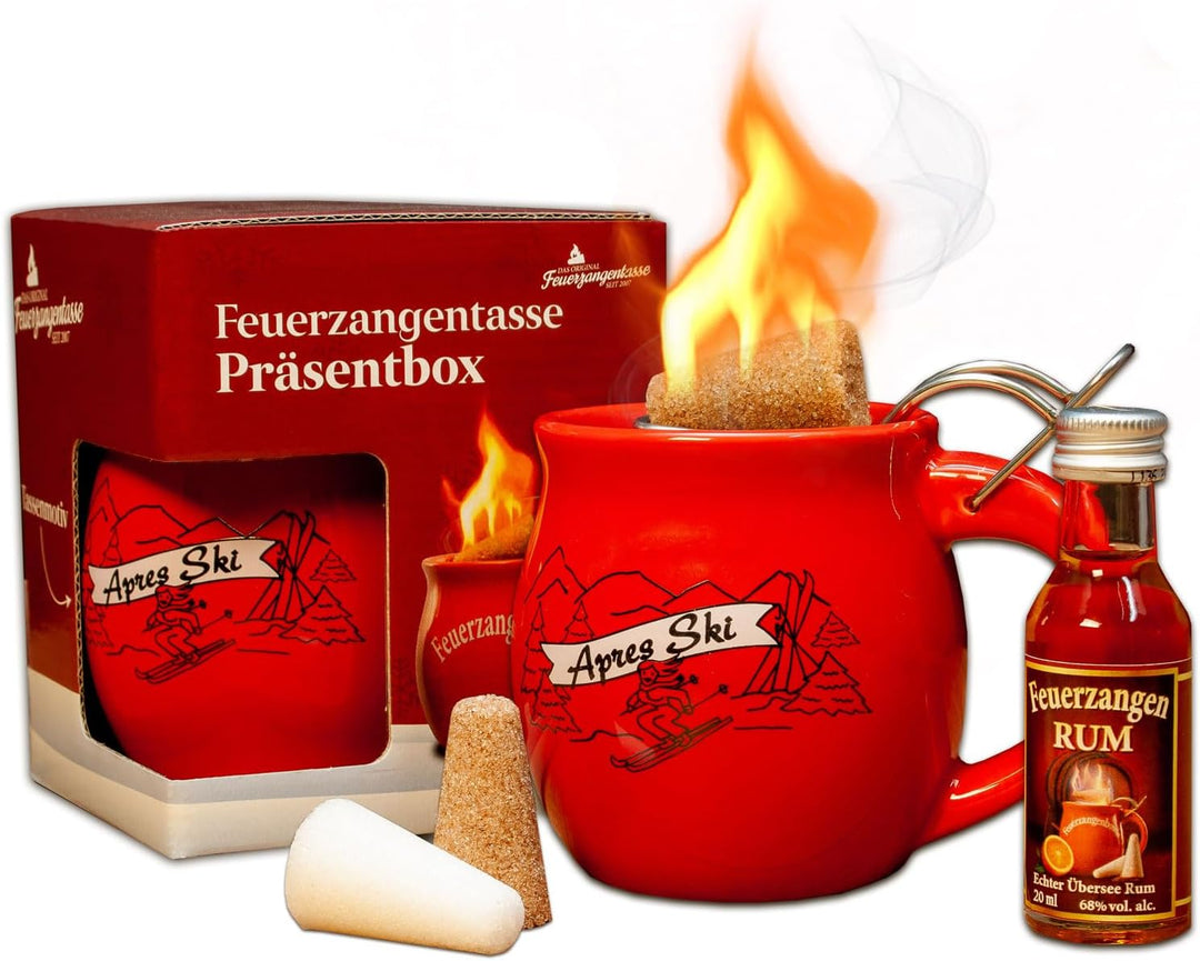 Feuerzangentasse 1er-Set, mit Rum, Rot/Après-Ski - für Feuerzangenbowle Rot / Après-ski, Rot / Après