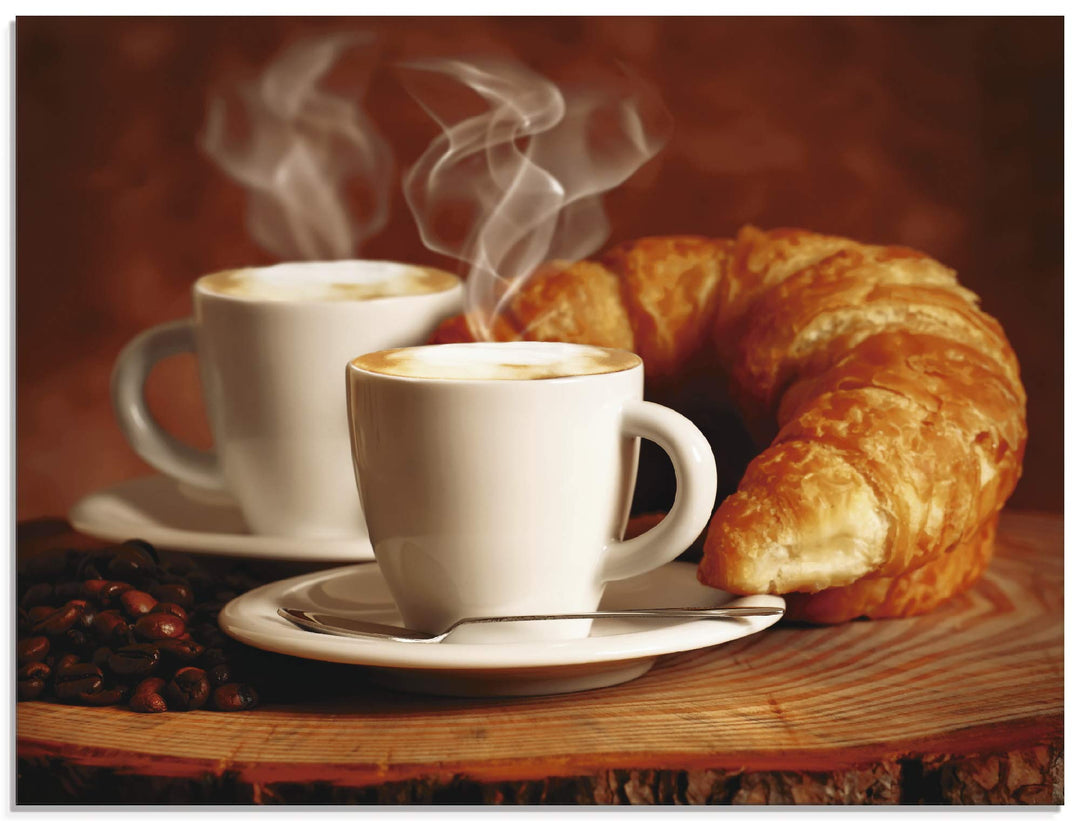 ARTland Glasbilder Wandbild Glas Bild einteilig 80x60 cm Querformat Kaffee Coffee Cafe Cappuccino Ka