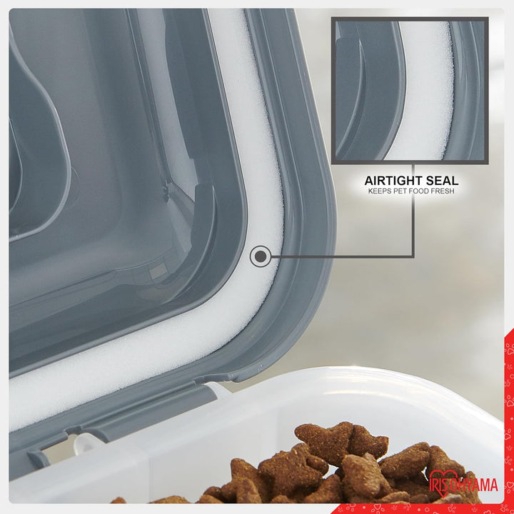 Iris Ohyama Hundefutter Aufbewahrung mit Rollen, 45L/15kg, Grau, Luftdichte Futterbox, Trockenfutter