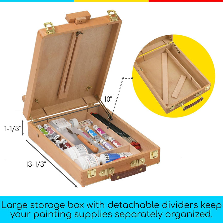 MEEDEN Studio Sketch Box Staffelei aus massivem Buchenholz, universelles Design, verstellbare Tischp