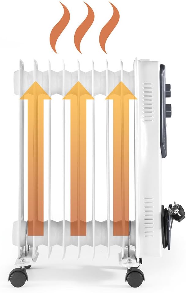 TROTEC Radiator Heizung TRH 20 E – Heizleistung 800 W / 1200 W / 2000 W – Elektro Heizkörper, 9 Ripp