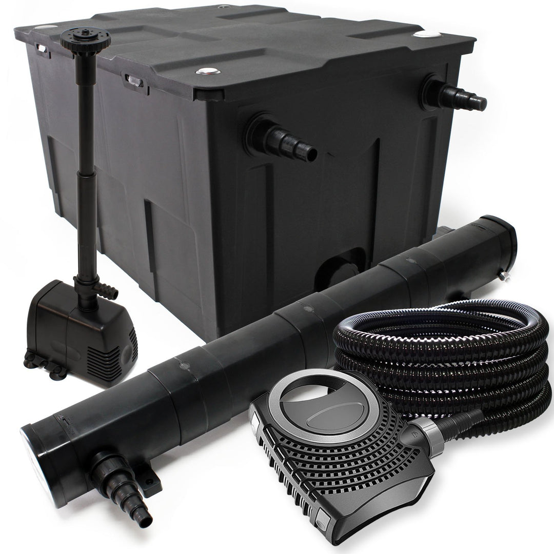Wiltec Komplettset: CBF-550 Teichfilter bis 60000 L Teichfilteranlage, NEO10000 Teichpumpe 10000l/h