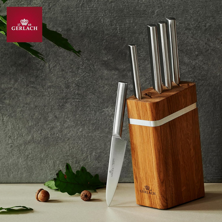Gerlach Ambiente Oak Messerblock Messerset Küchenmesserset 5 Messer aus Edelstahl Eichenholz Küchenm