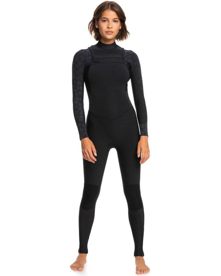 Roxy 3/2mm Swell Series 2022 - Chest-Zip-Neoprenanzug für Frauen ERJW103122. Schwarz M, Schwarz M