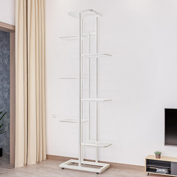 8 Etagen PflanzenstäNder 141cm BlumenstäNder Metall Weiss Pflanzenregal Indoor Outdoor Blumenregal B