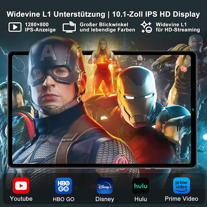 Android 15 Tablet 10 Zoll mit Gemini AI, 30 GB RAM + Erweiterbar auf 2 TB ROM, Widevine L1, 5G WLAN,