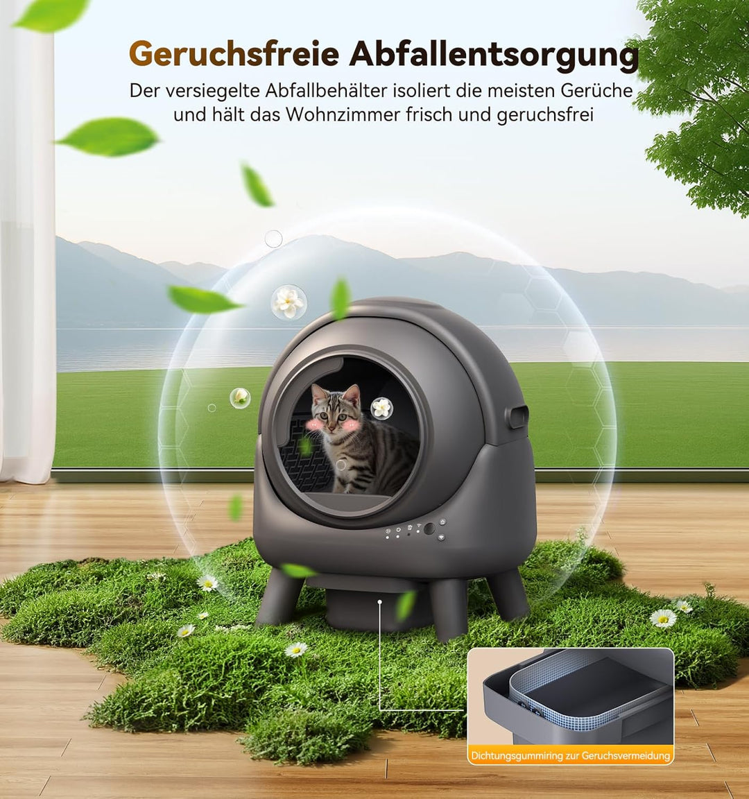 Katzenklo Selbstreinigend FEELNEEDY 65L Elektrische Automatische Katzentoilette, APP-gesteuert, Sich