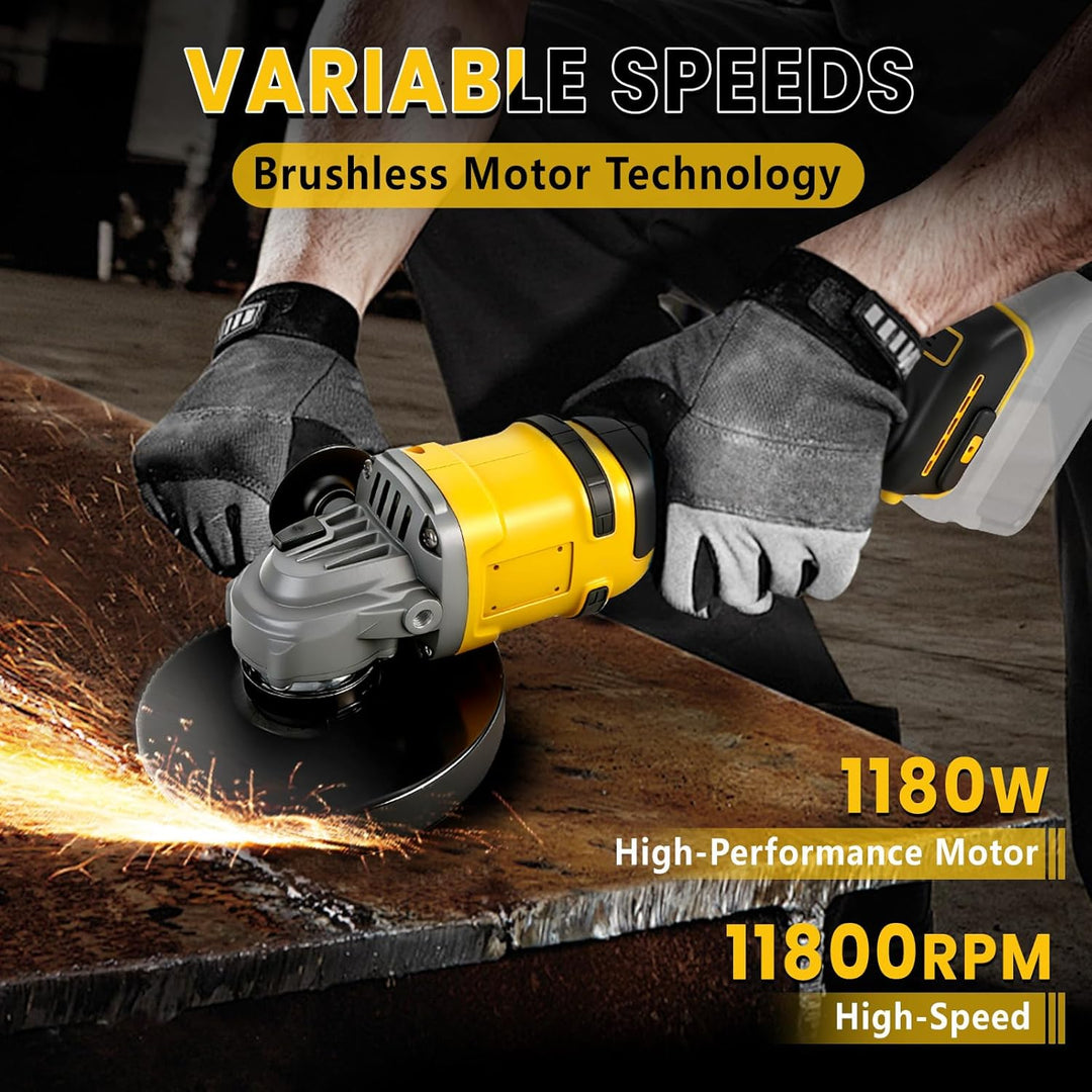 Winkelschleifer Kompatibel mit Dewalt 20V Akkus, Akku Winkelschleifer 125mm, 1180W Akku Flex Bürsten
