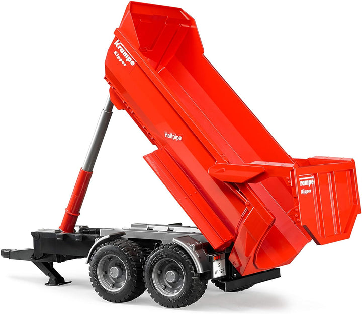 bruder 02225 - Krampe Tandem-Halfpipe-Kippanhänger - 1:16 Transportanhänger Bordwandanhänger Muldenk