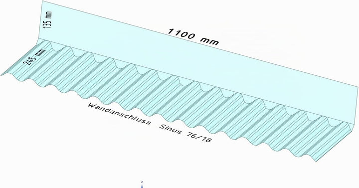 Wandanschluss für Profil Sinus Wellplatte 76/18 - PVC, Breite 1100, Profilseite 245, Glatte Seite 13