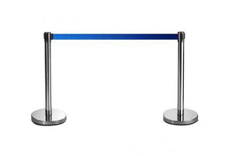 2-Stück-Set FLEXIBARRIER Personenleitsystem Absperrständer Silber -Basic 300-3m Gurtlänge *blau*, Ab
