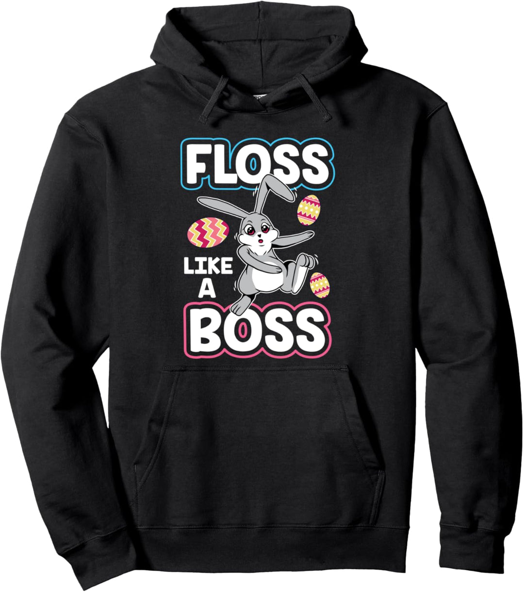 Zahnseide wie ein Boss lustige Hase tanzen Osterei Pullover Hoodie