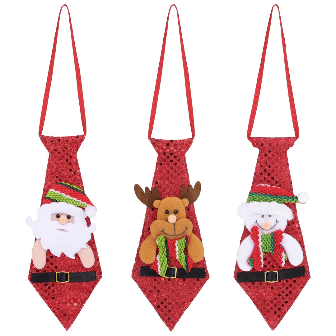 SOIMISS 3Pcs Weihnachtskrawatten Lustige Pailletten Santa Schneemann Hirsch Krawatten Neuheit Weihna