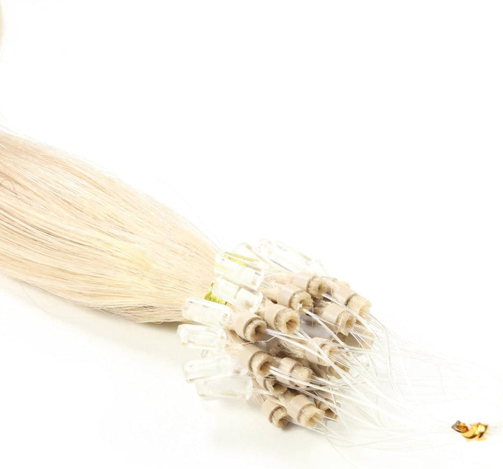 hair2heart Microring Extensions Echthaar glatt - 100 Strähnen 1g 60cm 9/31 lichtblond Gold Asch 60cm